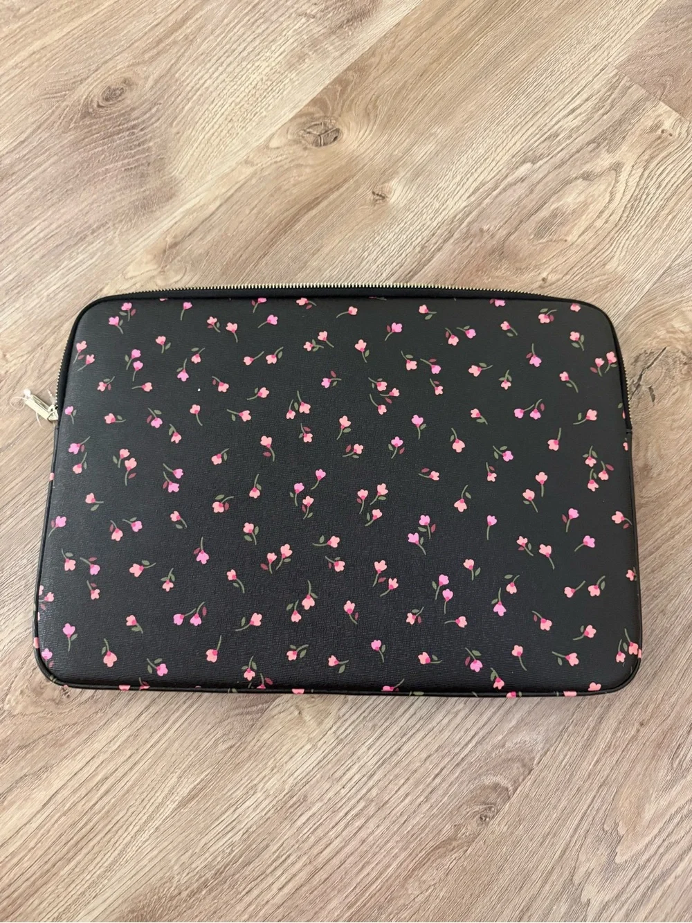 kate spade Black Laptop Sleeve with Pink Floral Print